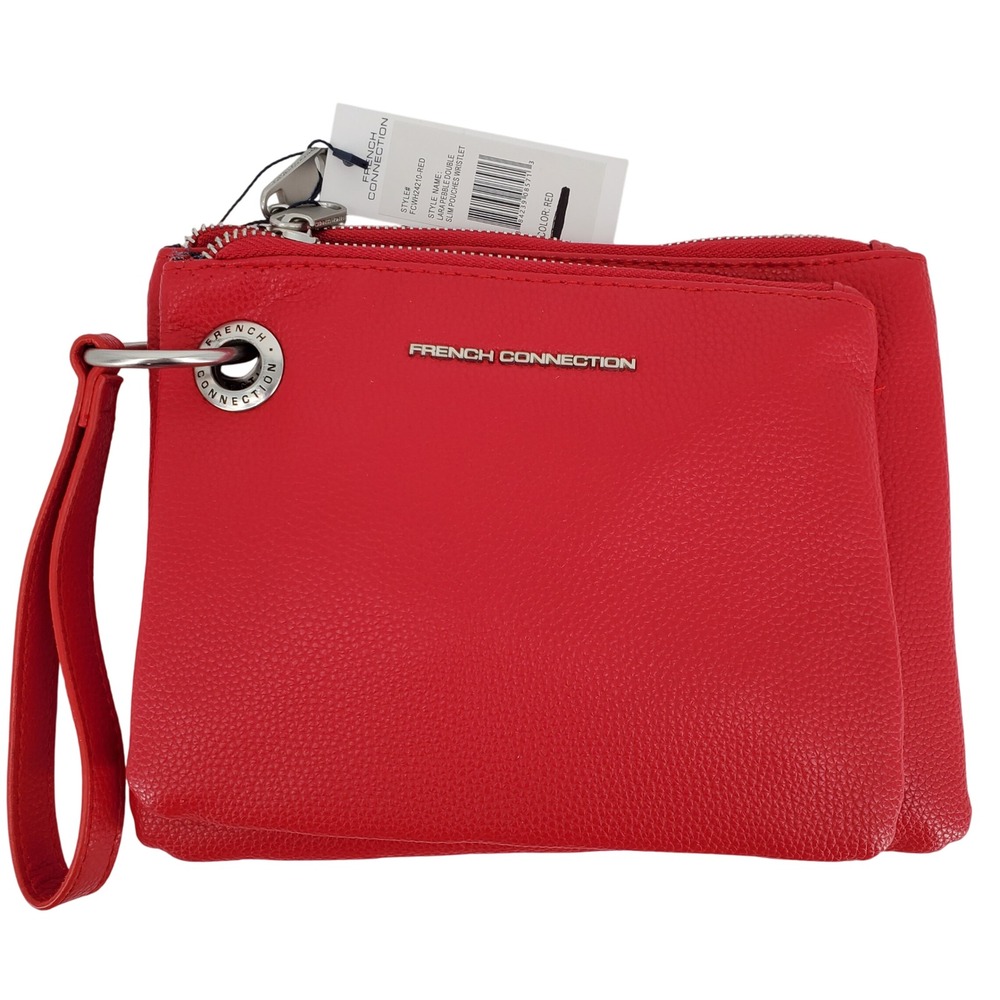 French Connection Lara Pebble Double Slim Pouches Wristlet Red FCWH24210-RED New